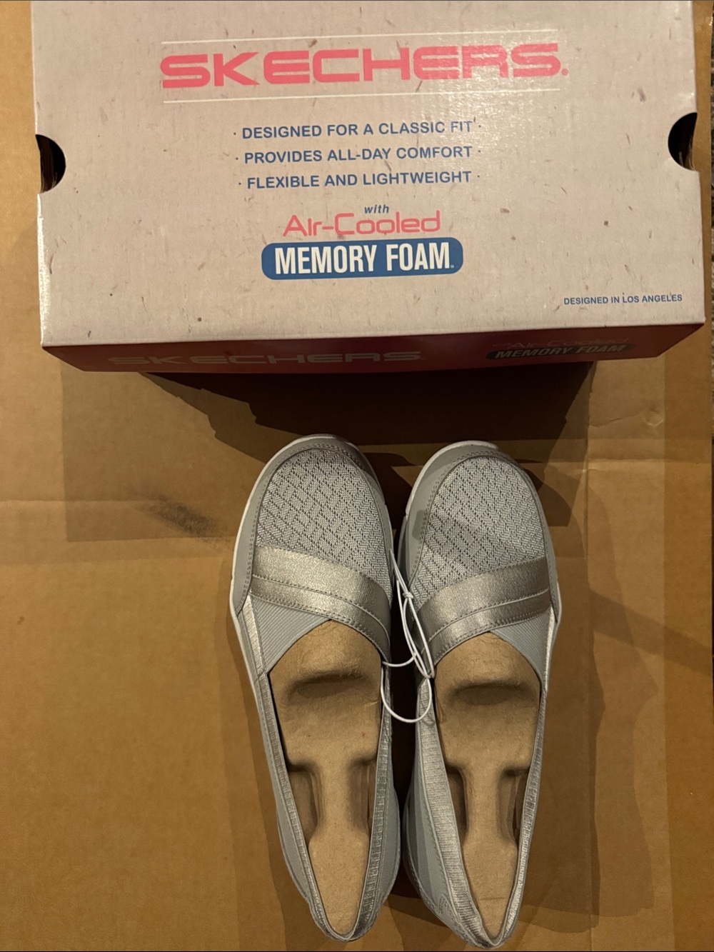 Skechers Women’s Slip-On Flats in Light Gray